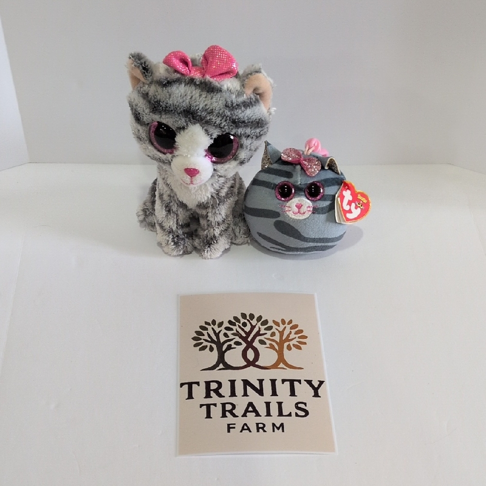 Ty Squish-a-Boos Kiki Plush with Gray and Pink Accents